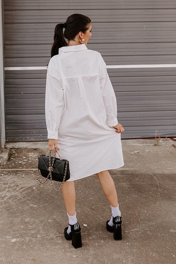 Born To Be Stylish Button Up Dress In White Product Image