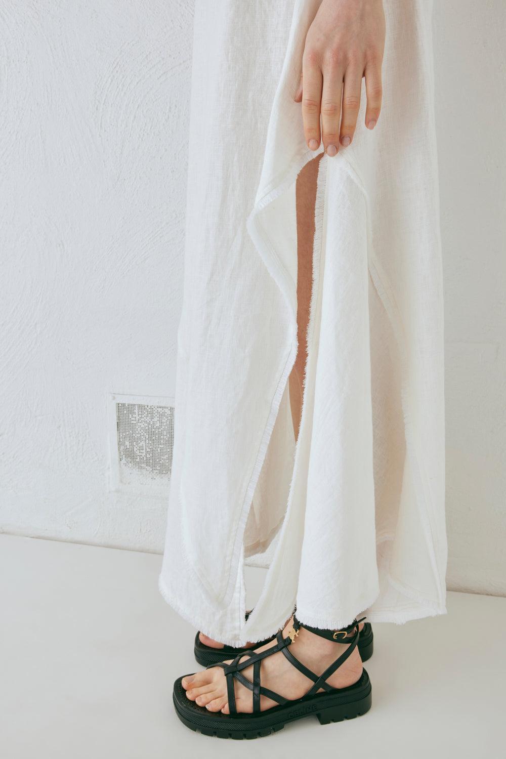 Mabel Linen Midi Skirt White Product Image