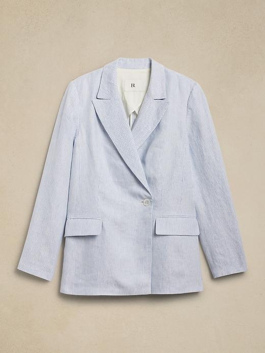 Relaxed Pinstripe Linen Blazer Product Image