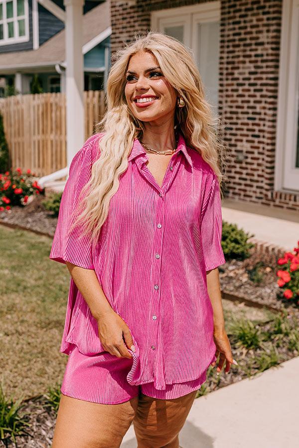 Tour The Town Pleated Top In Pink Curves product image