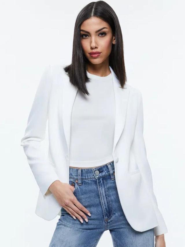 ALICE AND OLIVIA Blake Fitted Blazer In Off White Product Image