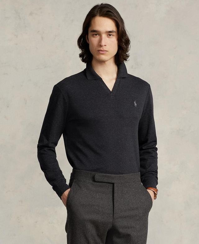 Mens Cotton Long-Sleeve Polo Shirt Product Image