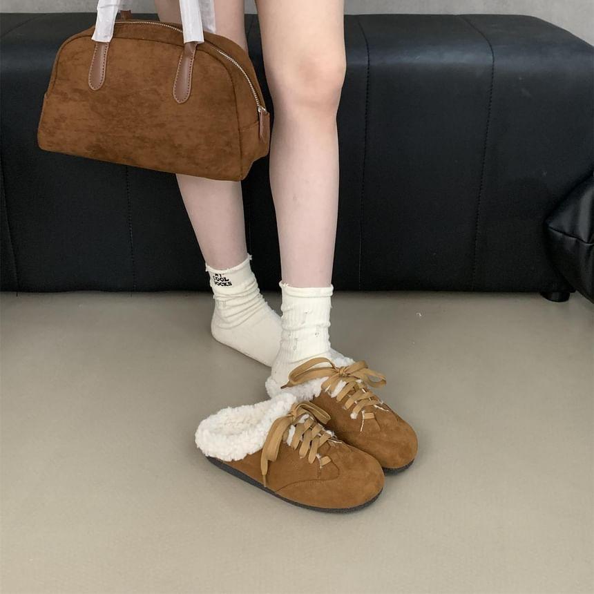 Lace-Up Fleece-Lined Mule Sneakers Product Image