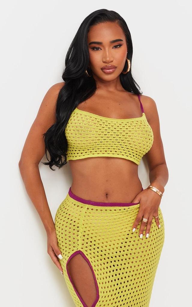 Shape Lime Knit Contrast Strappy Crop Top Product Image