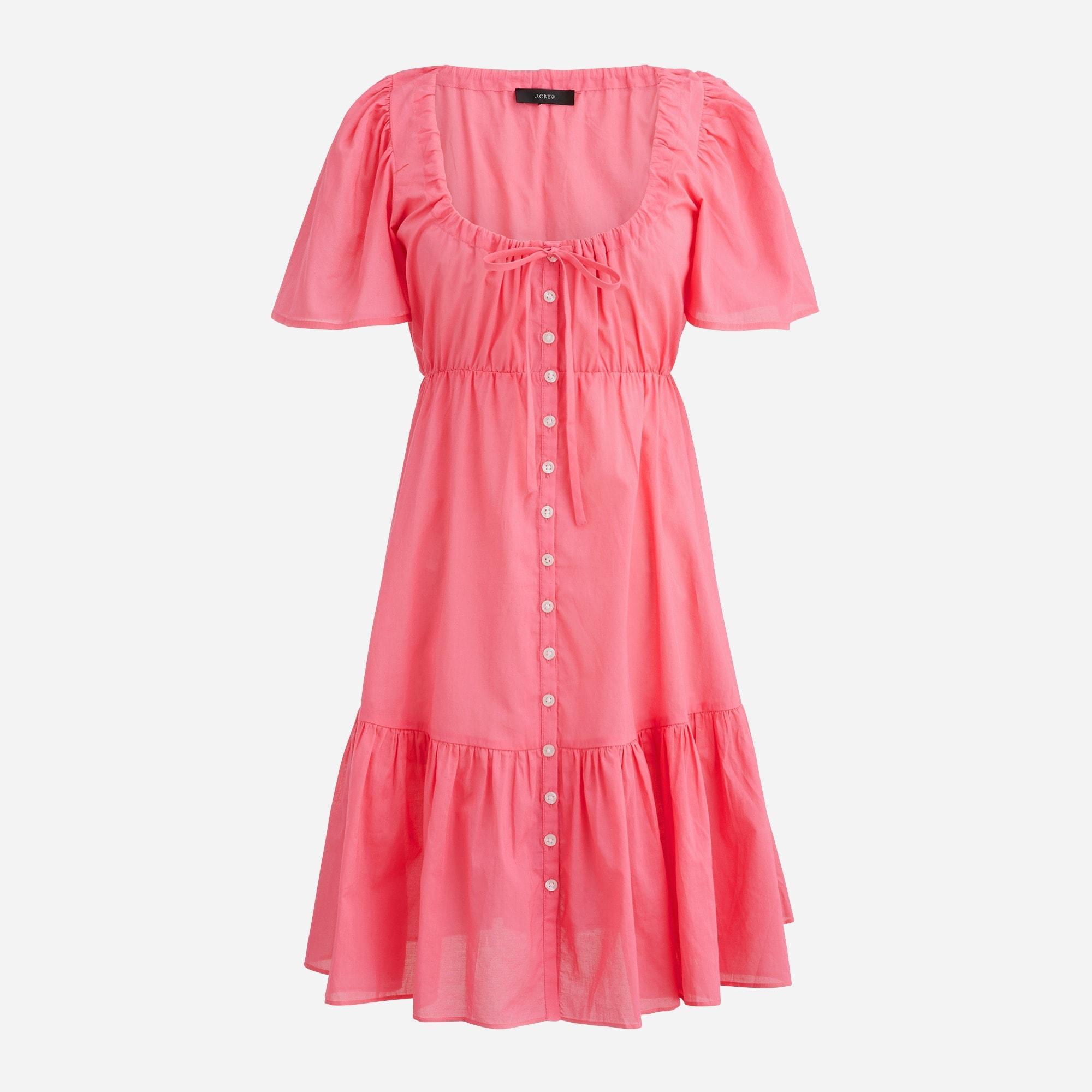 Cotton voile tiered button-down beach dress Product Image