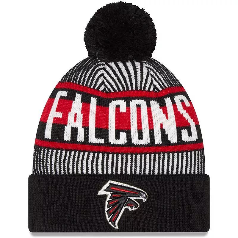 Mens New Era Atlanta Falcons Striped Cuffed Knit Hat with Pom Product Image