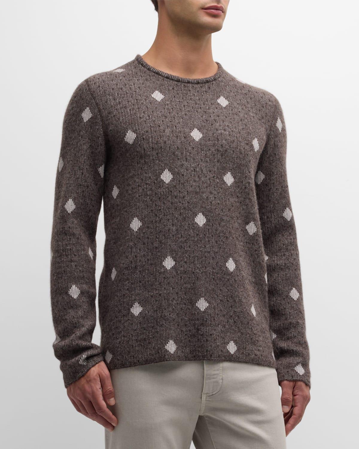 Mens Diamond Jacquard Cashmere-Blend Sweater Product Image