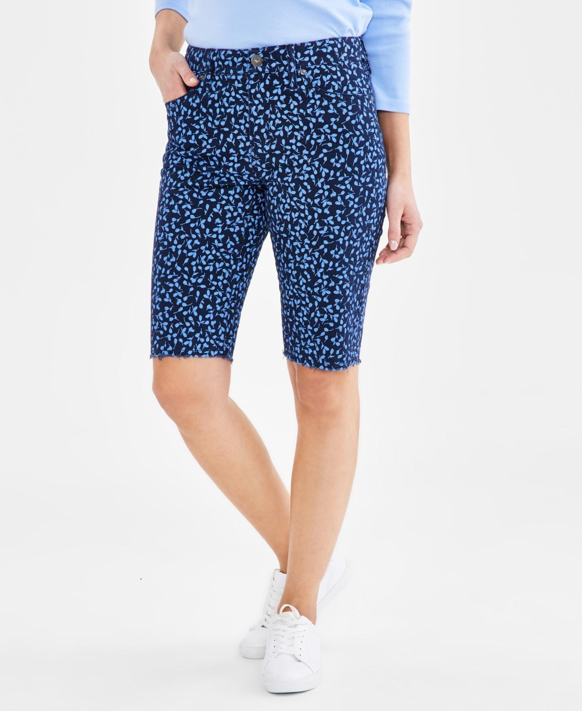 Style & Co Womens Printed Raw-Edge Bermuda Shorts, Created for Macys - Indu Product Image