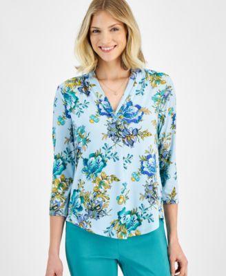 Women's Printed V-Neck Top, Created for Macy's Product Image