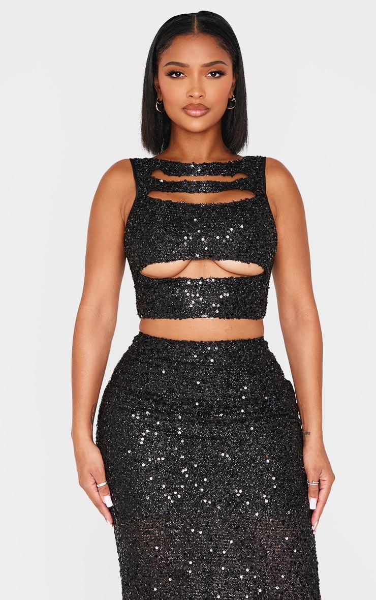 Shape Black Sequin Cut Out Top product image