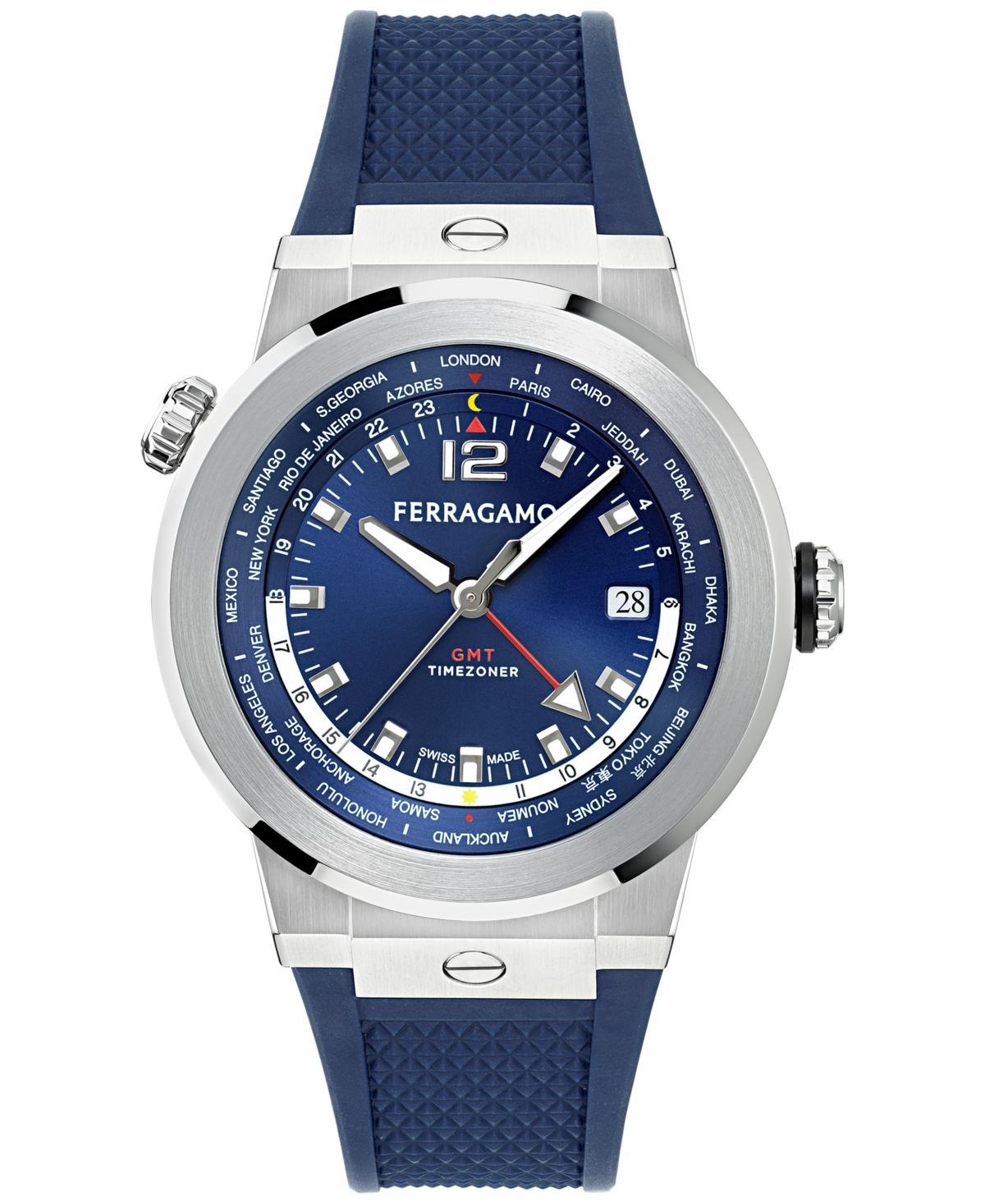 Salvatore Ferragamo Mens F-80 GMT Blue Strap Watch Product Image