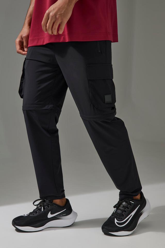 Man Active Cargo Zip Off Tapered Sweatpants | boohooMAN USA Product Image