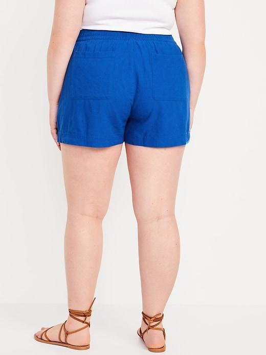 High-Waisted Linen-Blend Pull-On Shorts -- 3.5-inch inseam Product Image