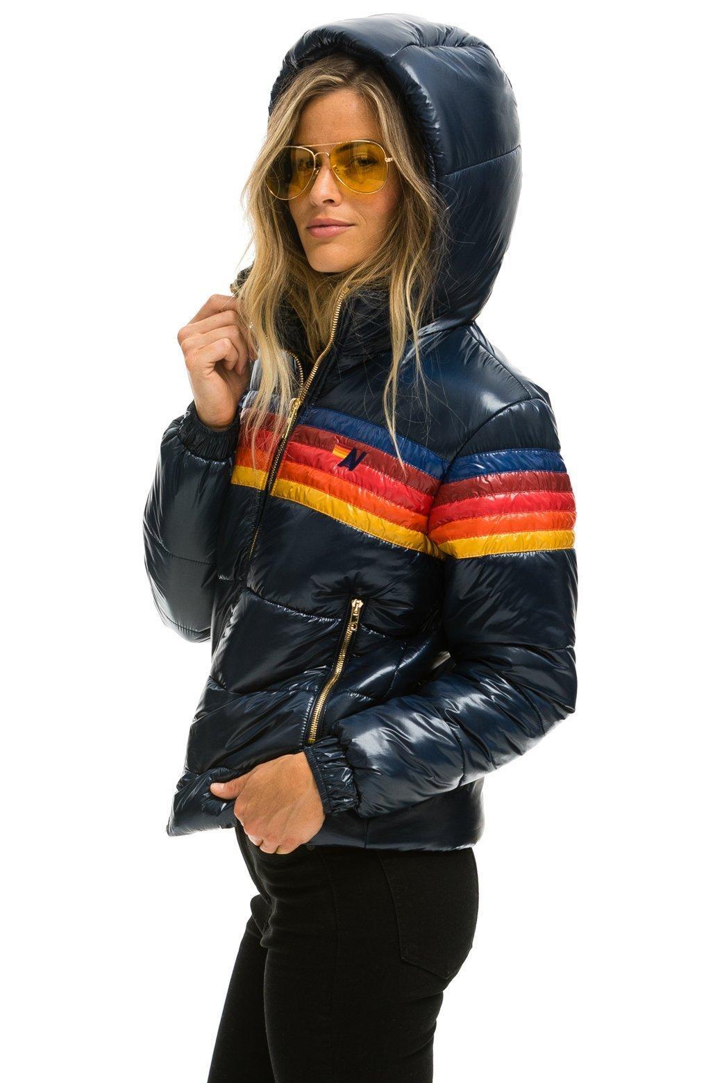 5 STRIPE LUXE TREKKER JACKET - GLOSSY NAVY Female Product Image