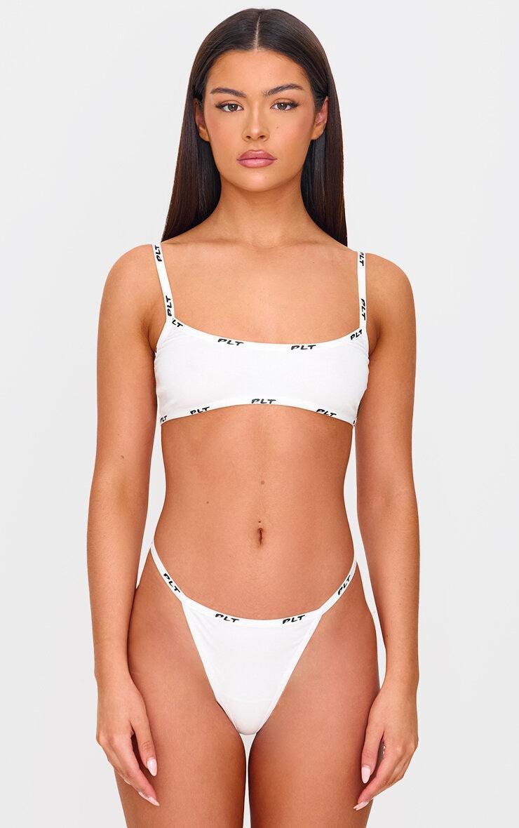 PRETTYLITTLETHING White Jersey Bralette Product Image