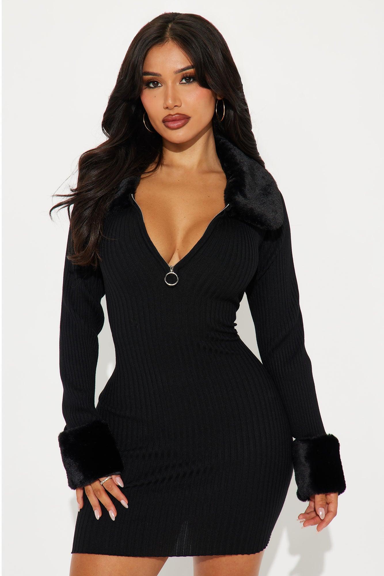 Rosalind Sweater Mini Dress - Black Product Image