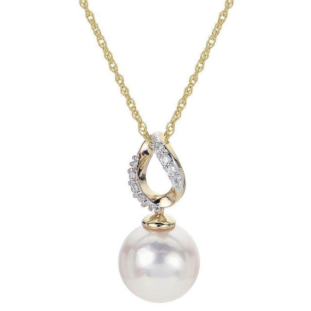 PearLustre by Imperial 14k Gold Akoya Cultured Pearl & Diamond Accent Drop Pendant Necklace, Womens Product Image