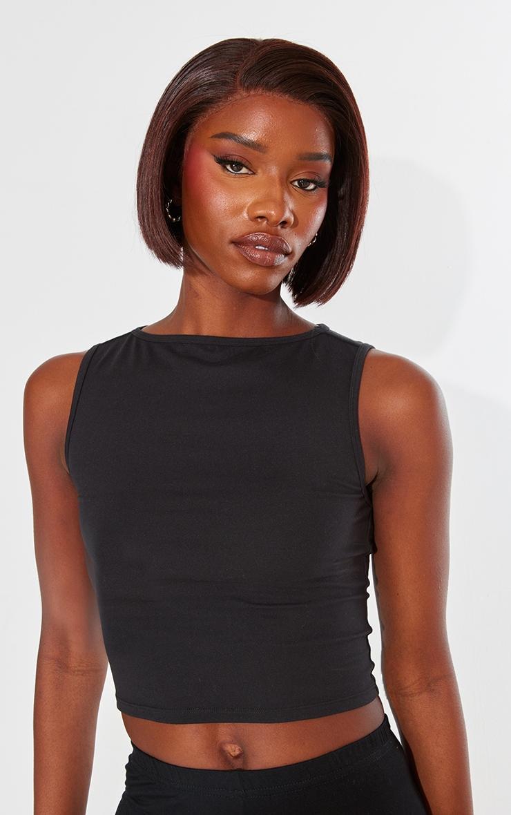 Tall Black Snatched Sculpt Sleeveless Vest Product Image