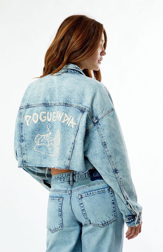 Outer Banks Women's Poguelandia Cropped Denim Trucker Jacket Product Image