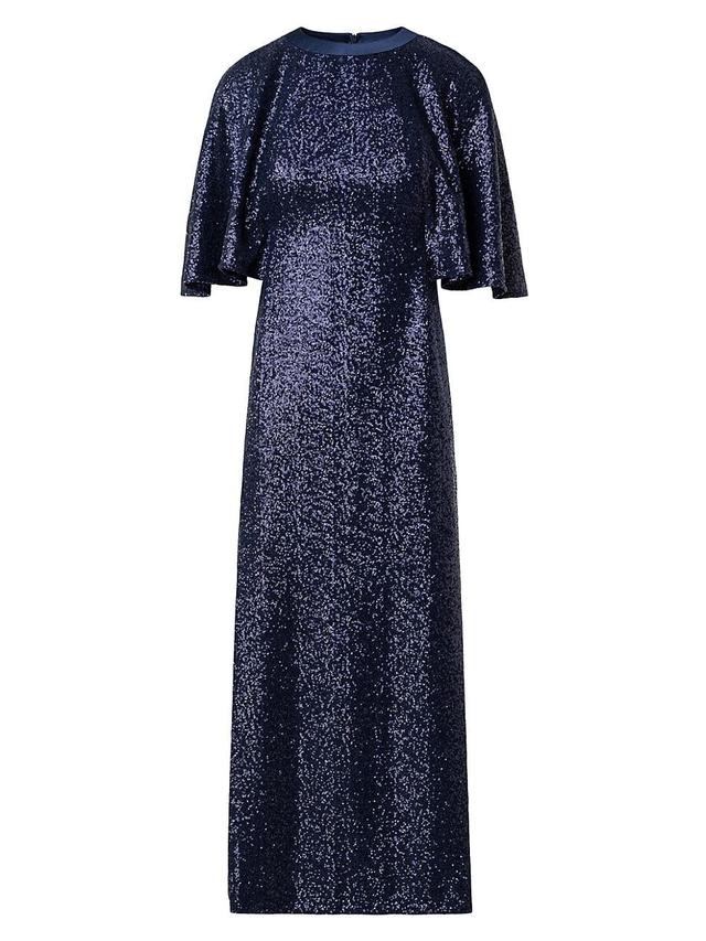 Womens Sequin Flutter-Sleeve Maxi Dress Product Image