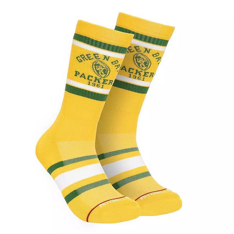 Mens Mitchell & Ness Green Bay Packers Throwback Team Stripes Crew Socks Product Image