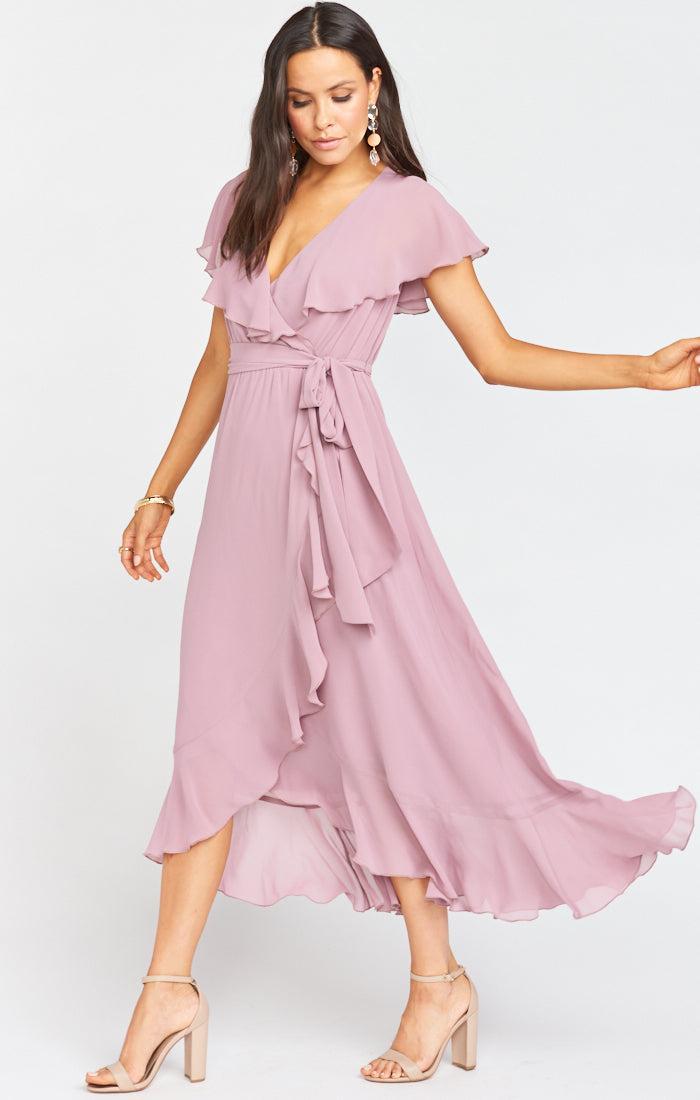 Jess Ruffle Midi Dress ~ Antique Rose Chiffon Product Image