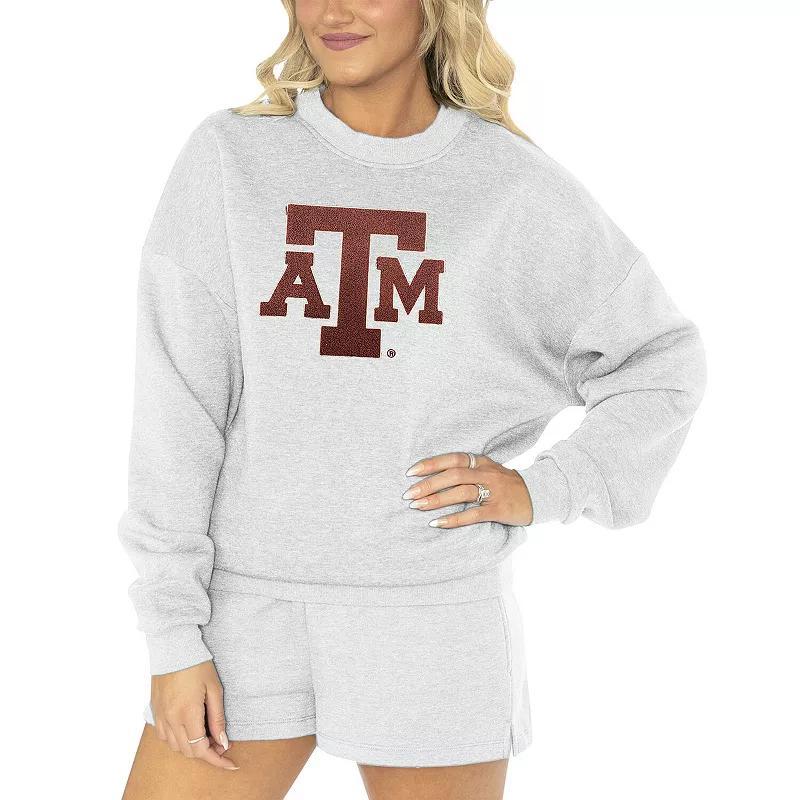 Womens Gameday Couture Ash Texas A&M Aggies Team Effort Pullover Sweatshirt & Shorts Sleep Set product image