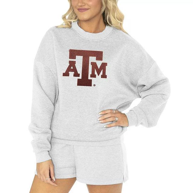 Womens Gameday Couture Ash Texas A&M Aggies Team Effort Pullover Sweatshirt & Shorts Sleep Set Product Image