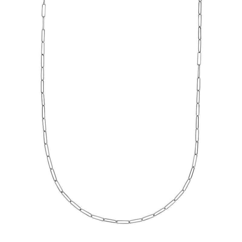 14k Gold Paper Clip Chain Necklace, Womens White Product Image