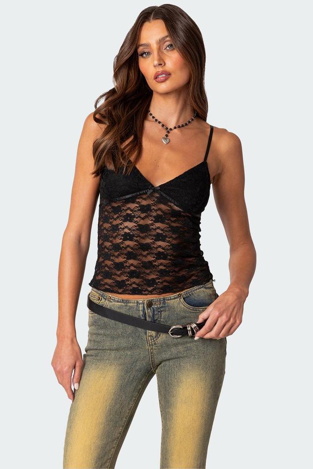 Eira Sheer Lace Tank Top Product Image