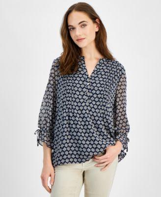 Nautica Jeans Womens Mixed Media Popover Top Product Image