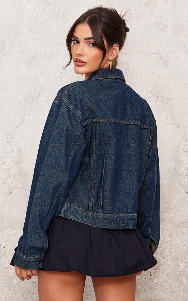 Raw Indigo Wash Oversized Fit Denim Jacket Product Image