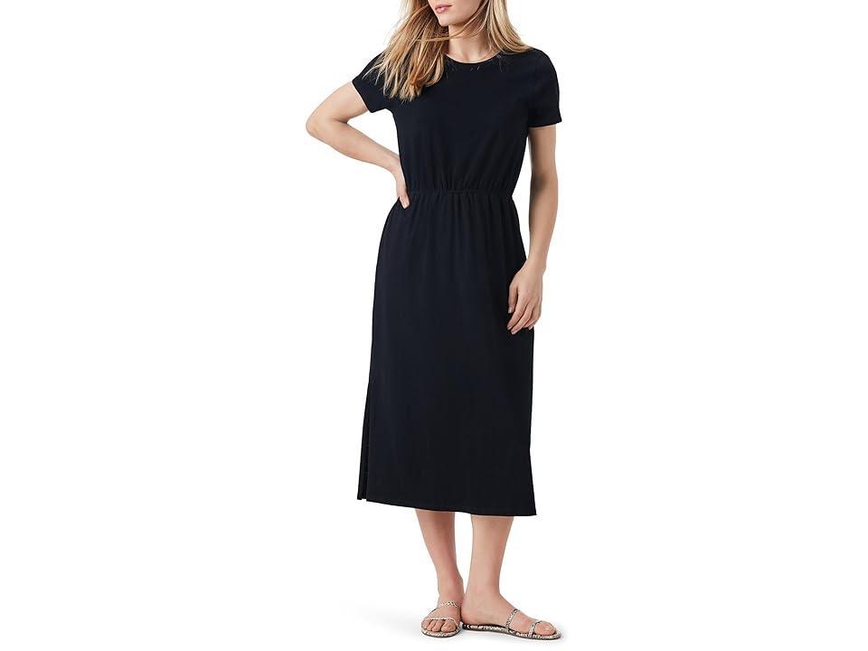 Womens Short-Sleeve Slubbed Cotton Midi-Dress Product Image