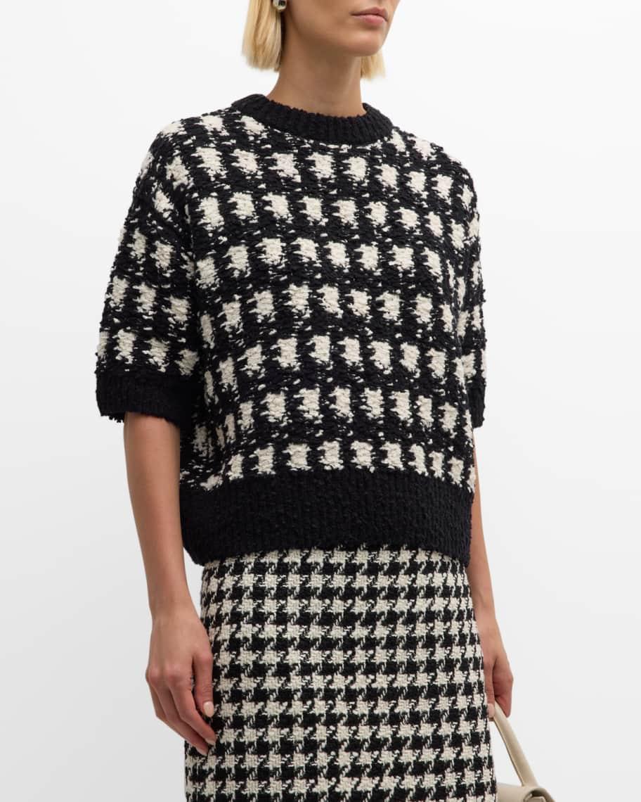 Elbow-Sleeve Houndstooth Sweater Product Image