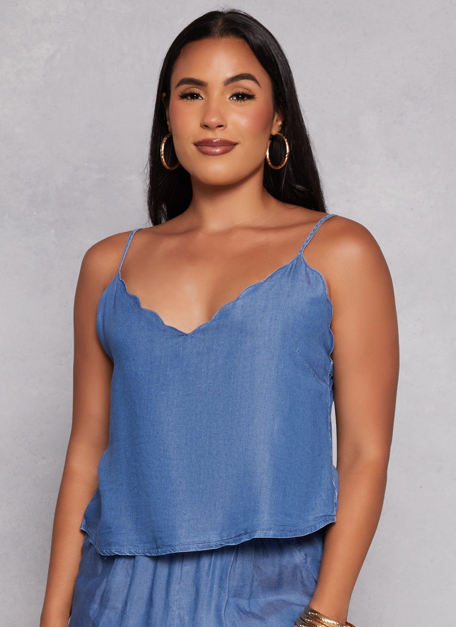 Womens Iris Chambray Scalloped Cami product image