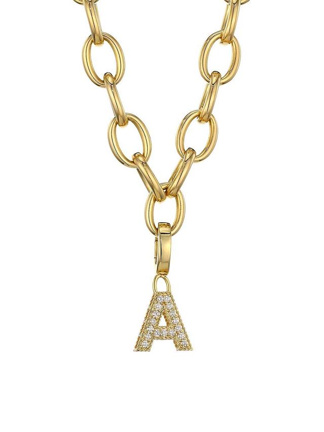 Womens Princess Charms 18K Yellow Gold & Diamond Initial Charm Product Image