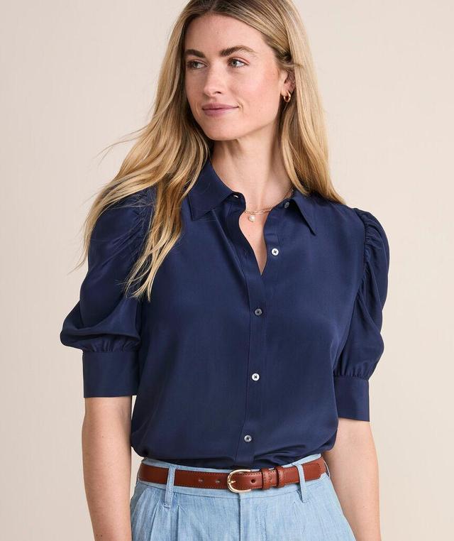 Puff-Sleeve Button-Front Blouse Product Image