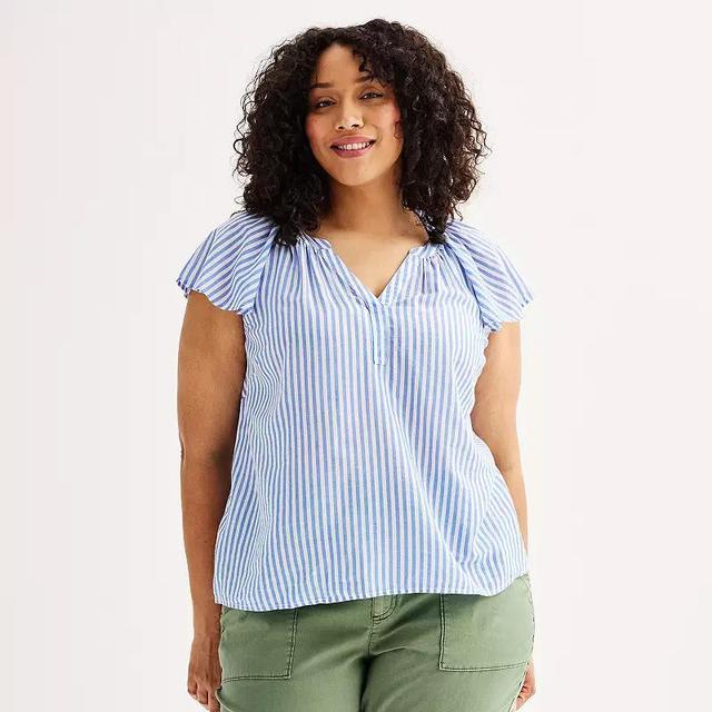 Plus Size Sonoma Goods For Life Flutter Sleeve Top, Womens Product Image