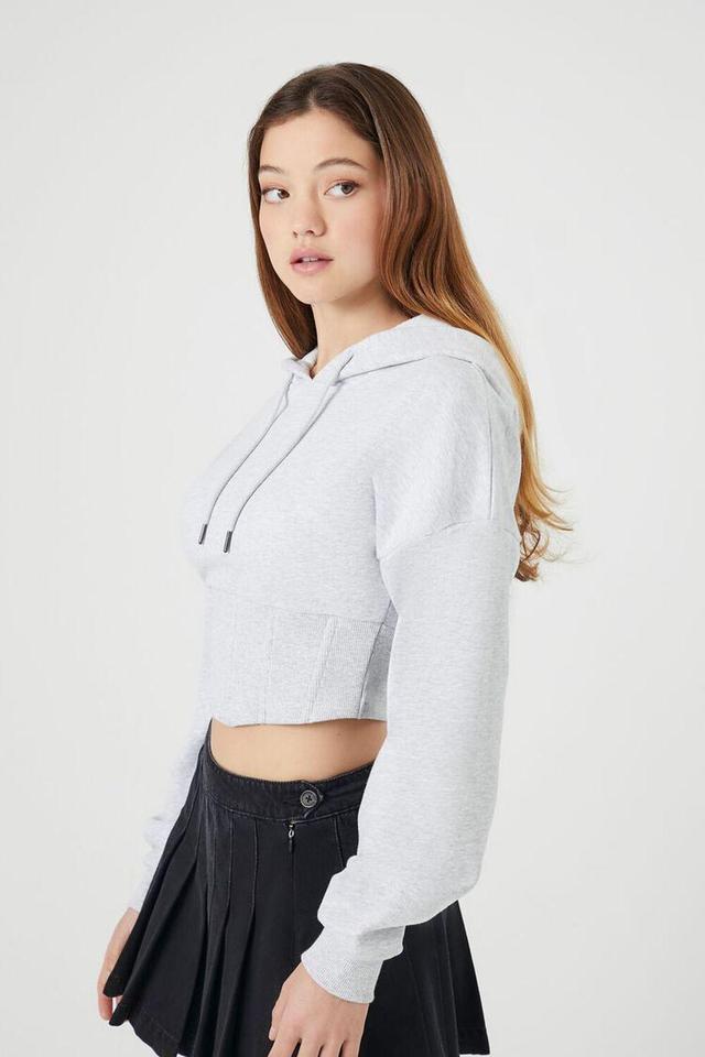 Cropped Corset V-Hem Hoodie | Forever 21 Product Image