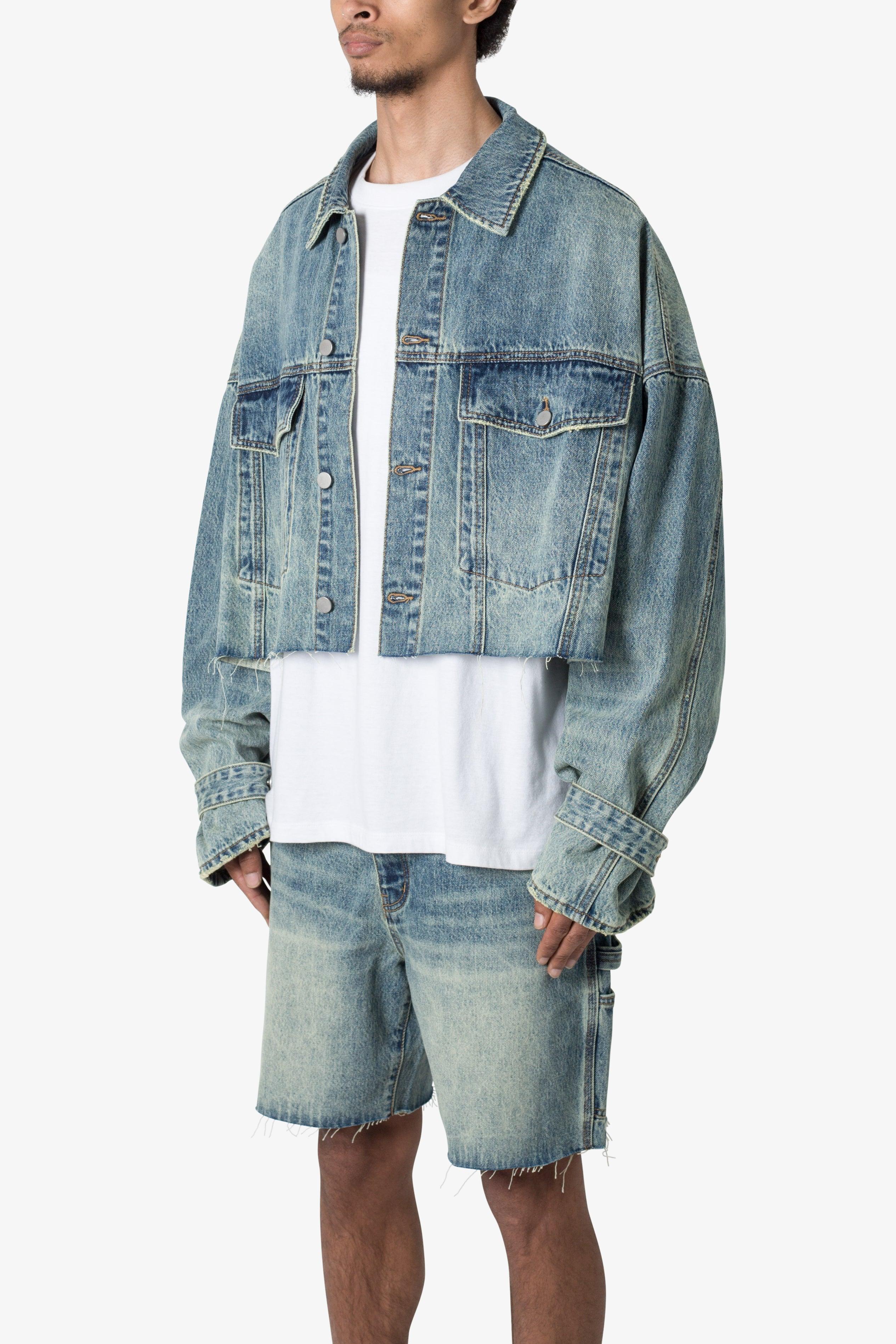 Frayed Denim Jacket - Blue Product Image