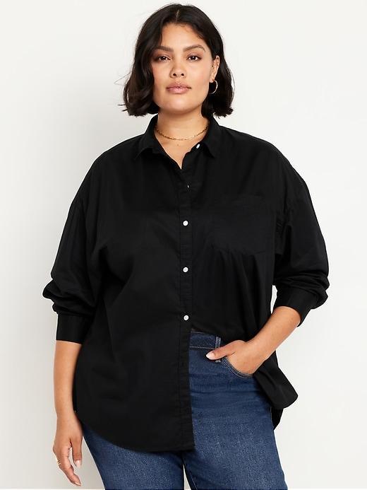 Oversized Button-Down Boyfriend Shirt Product Image