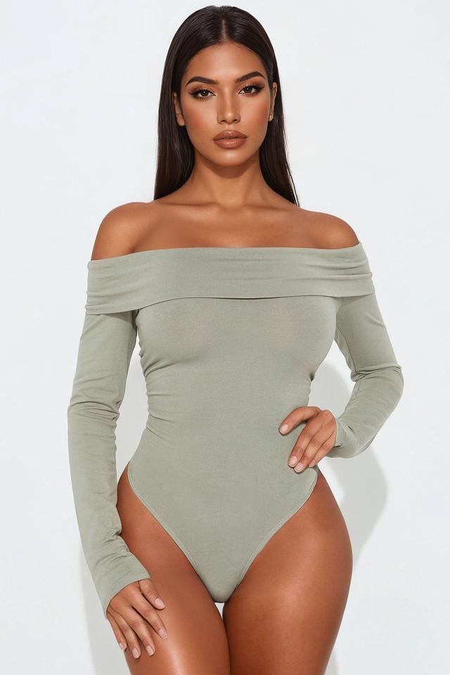 Chantel Off Shoulder Bodysuit - Olive Product Image