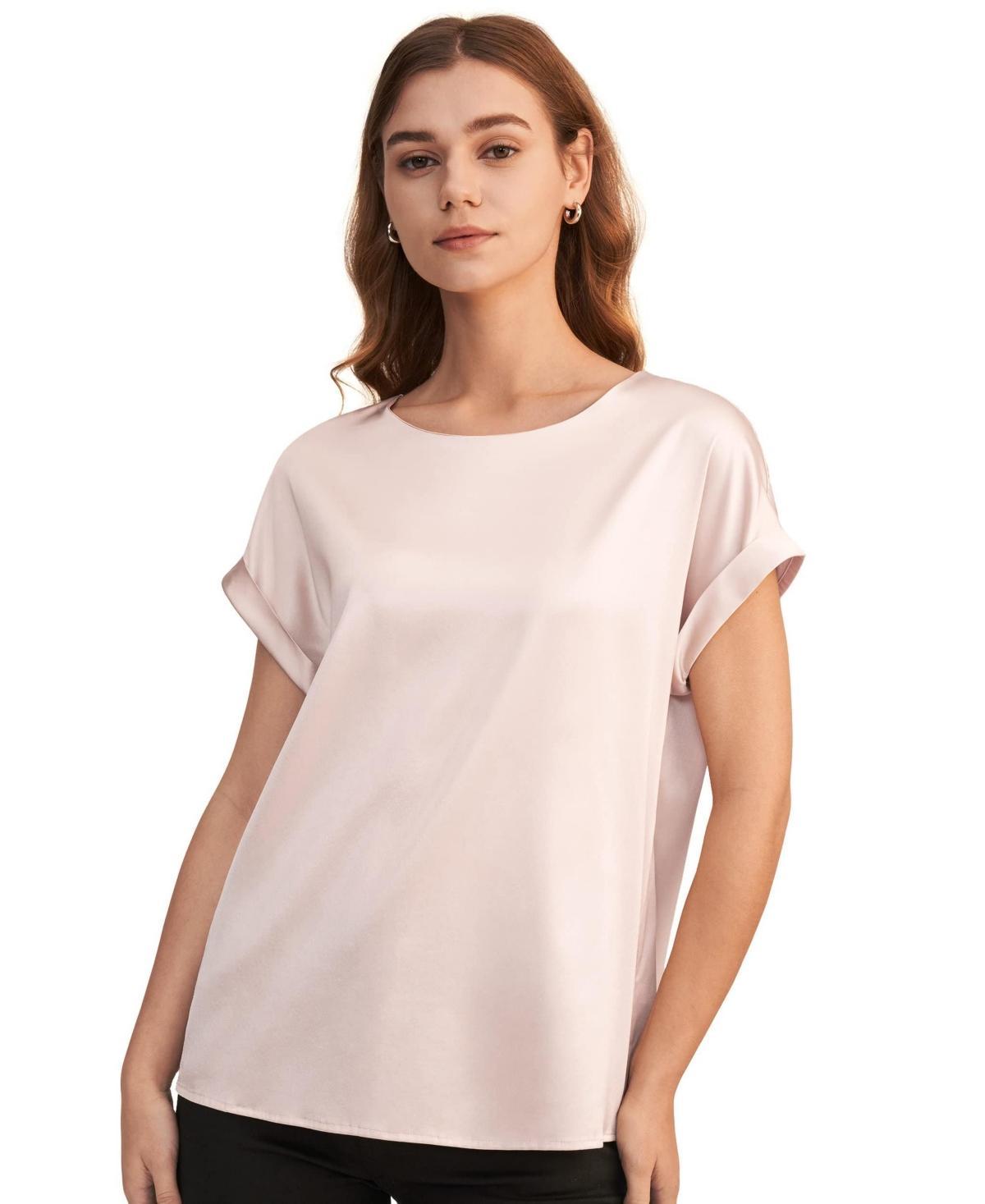 Lilysilk Womens Short Sleeves Round Neck Silk Tee Product Image