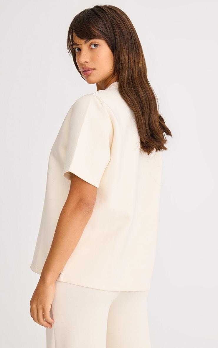 Cream Premium Interlock Short Sleeve Sweatshirt Product Image