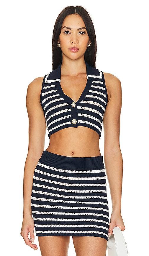 Lovers and Friends Meredith Top in Navy & White Product Image