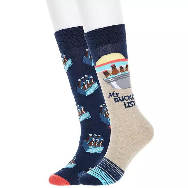 Mens 2-Pair Pack Novelty Crew Socks Set Product Image