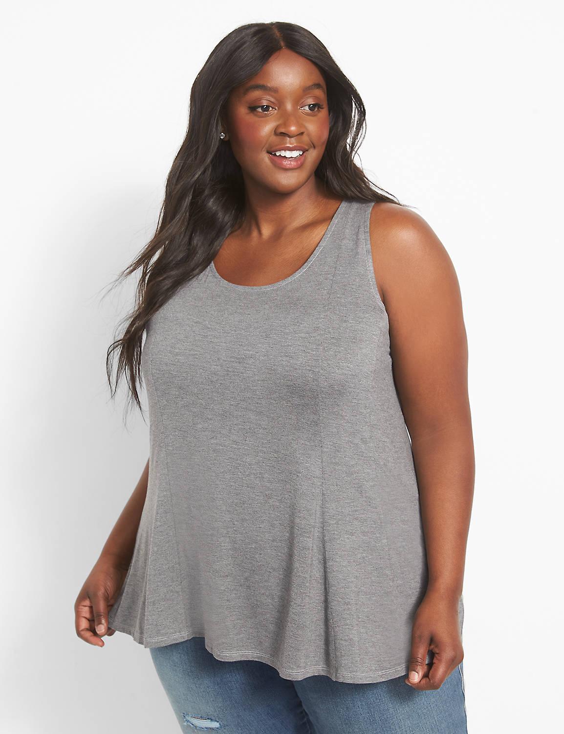 Lane Bryant Classic Scoop-Neck Fit & Flare Tank 34/36 Medium Heather Grey Product Image