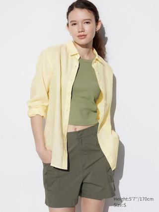 Womens Premium Linen Long Sleeve Shirt Yellow XL UNIQLO US Product Image