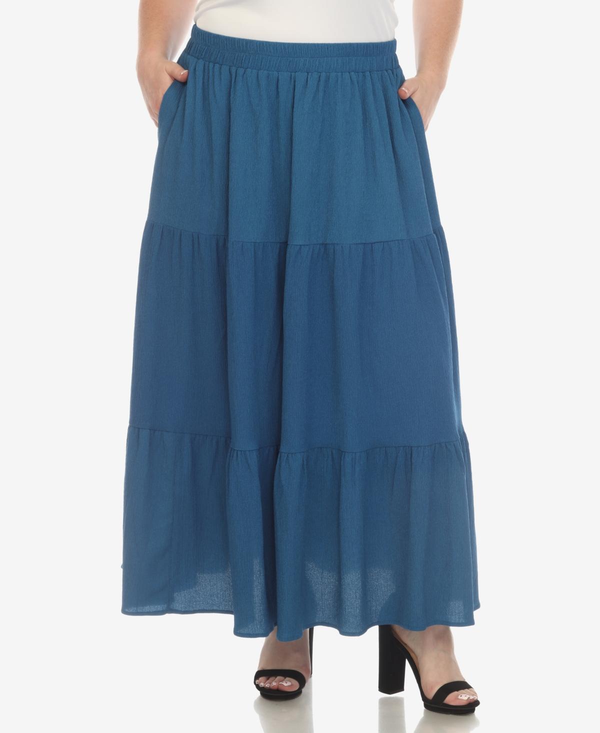 White Mark Plus Size Pleated Tiered Maxi Skirt Product Image