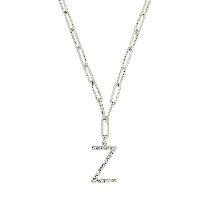 MC Collective Braided Initial Pendant Necklace, Womens Silver Tone G Product Image